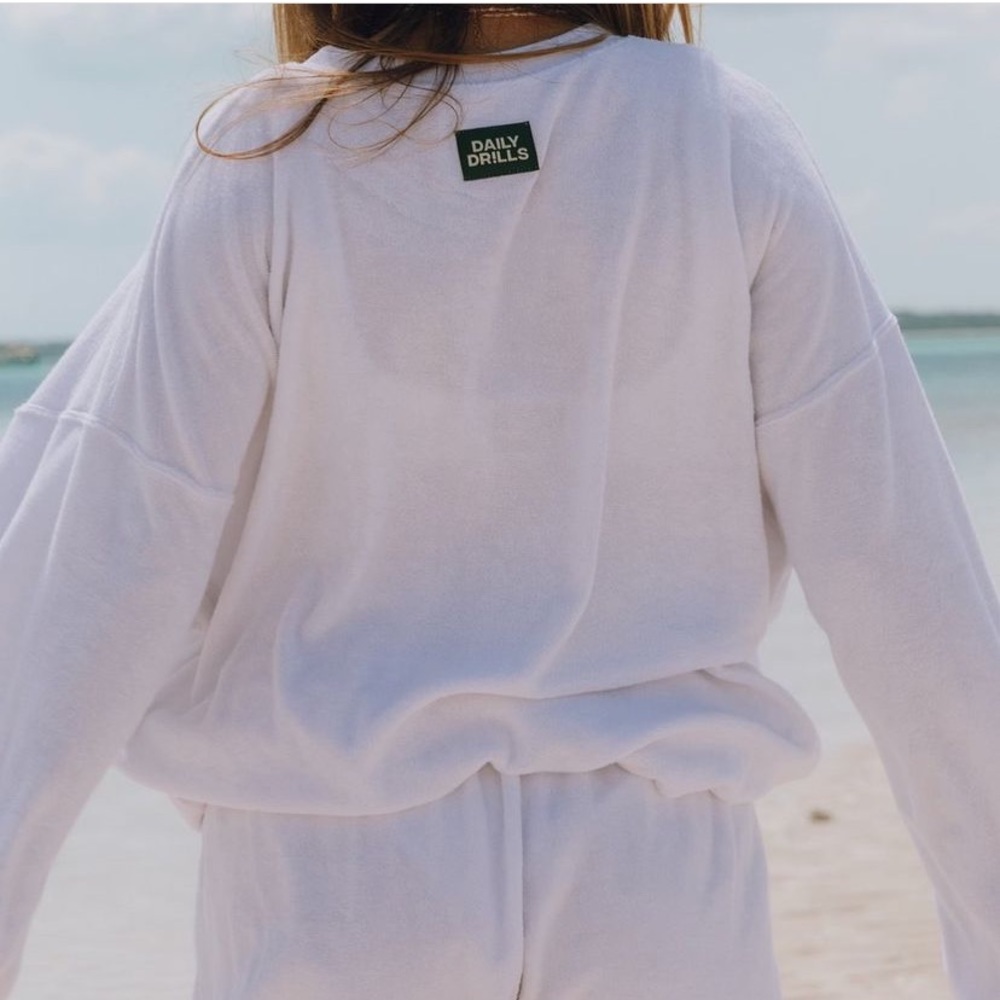 SET Daily Drills White Terry Crewneck and Shorts Set